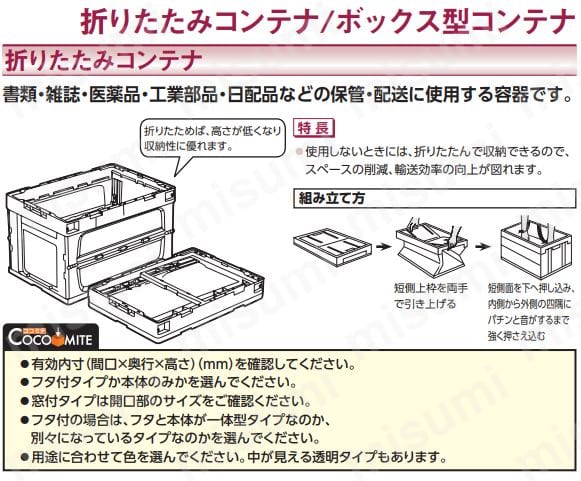 折りたたみコンテナCB型 フタ 両開き | 岐阜プラスチック工業 | MISUMI