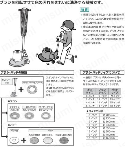 床洗浄機器） ポリシャー CP-12K型（高速） シャンプータイプ | 山崎産業 | MISUMI(ミスミ)