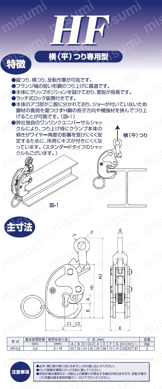 横つり専用型クランプ ユニバーサルシャックルHF型 日本クランプ MISUMI(ミスミ)
