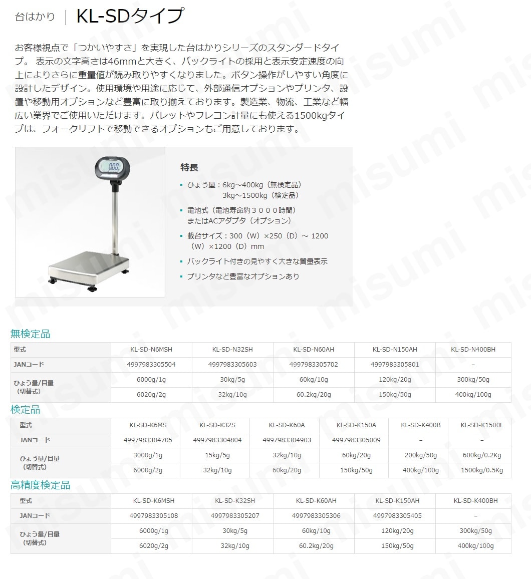 デジタル台はかりスタンダードタイプ（検定付） | クボタ計装 | MISUMI