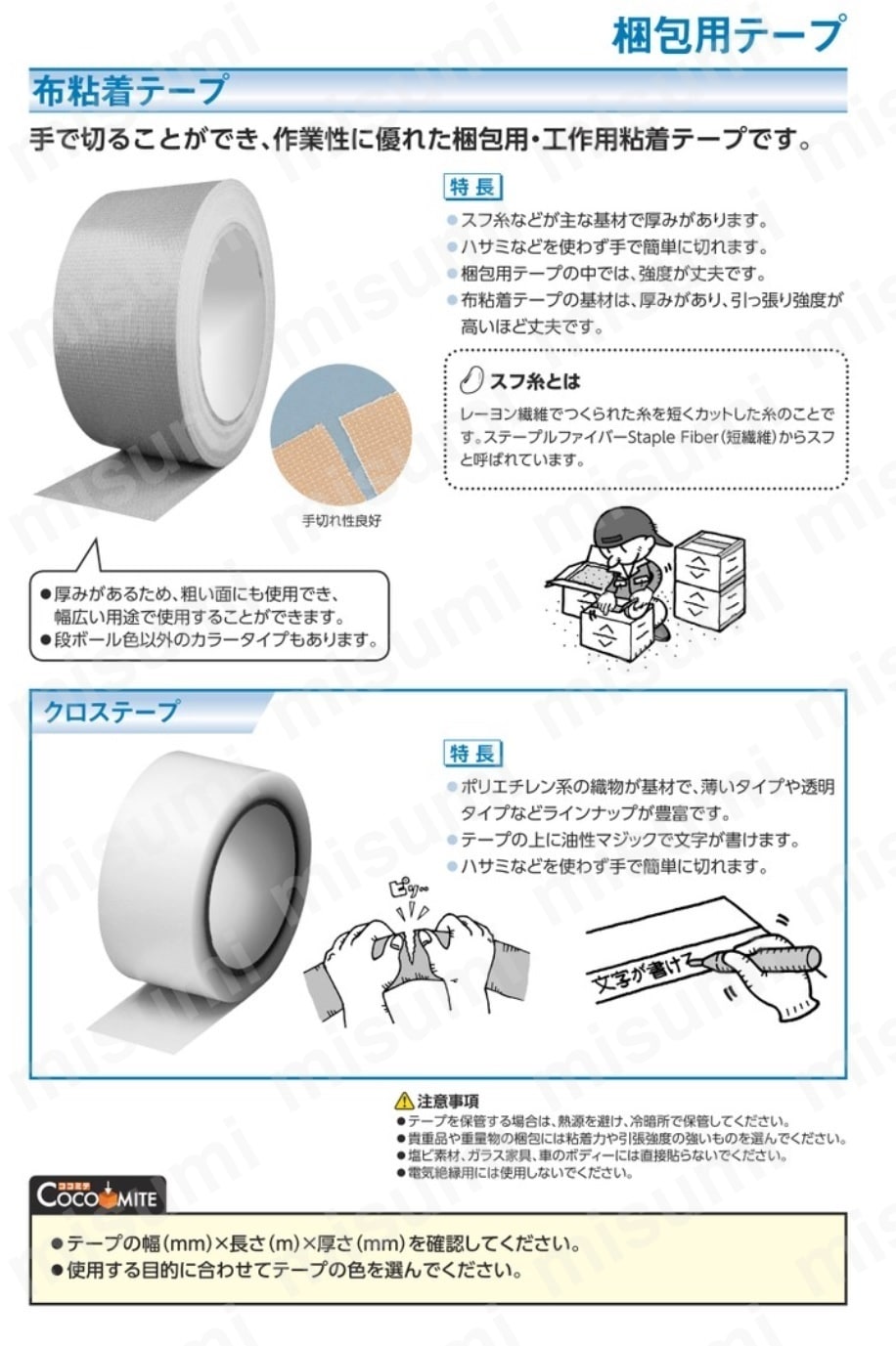 布テープ OD-001 天然ゴム系粘着剤 オカモト MISUMI(ミスミ)