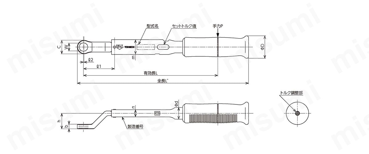 トーニチ リングヘッド付単能型トルクレンチ RSP160N2X19 | 東日製作所