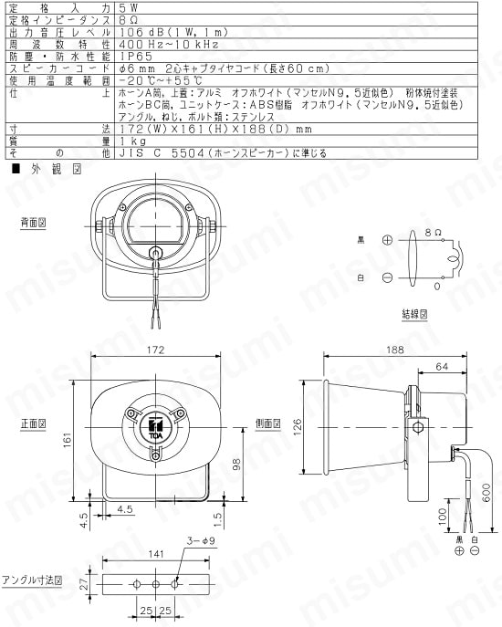 TOA 車載用ホーンスピーカー5W