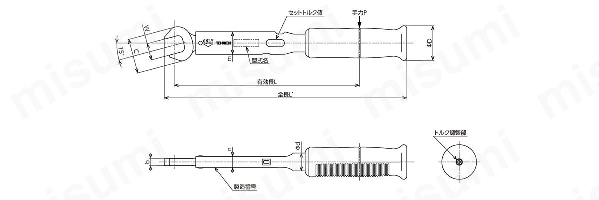 スパナヘッド付単能型トルクレンチ SP160N2X24 | 東日製作所 | MISUMI