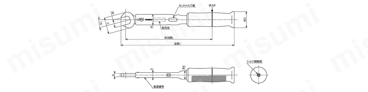 スパナヘッド付単能型トルクレンチ SP67N2X21 | 東日製作所 | MISUMI