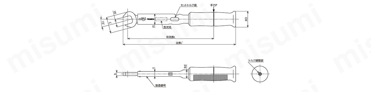 スパナヘッド付単能型トルクレンチ SP67N2X30 | 東日製作所 | MISUMI