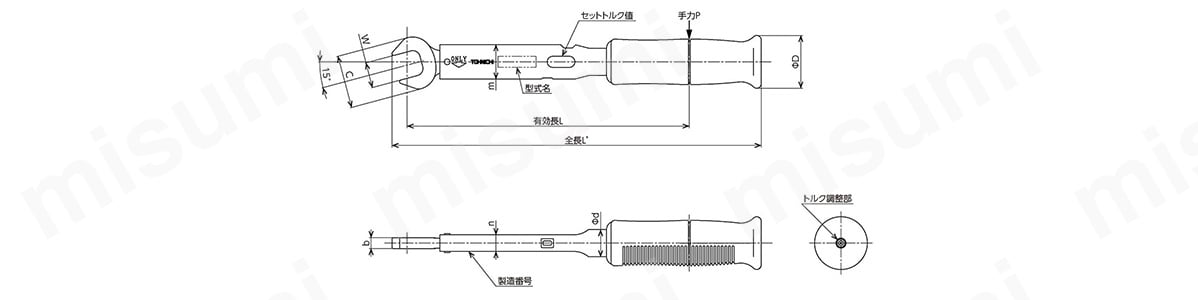 スパナヘッド付単能型トルクレンチ SP8N2X24 | 東日製作所 | MISUMI