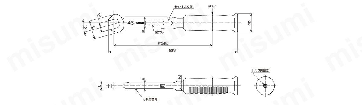 スパナヘッド付単能型トルクレンチ SP8N2X8 | 東日製作所 | MISUMI(ミスミ)