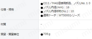 ダイヘン CO2/MAG溶接用部品、ノズルNo.10 | ダイヘン | MISUMI