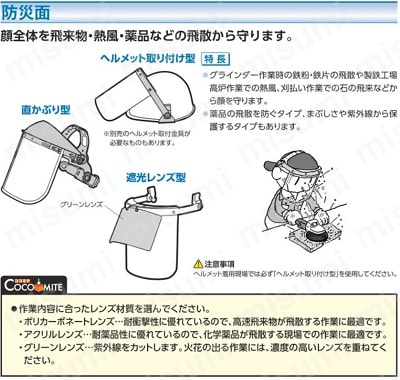 ＹＡＭＡＭＯＴＯ　防災面ヘルメット取付タイプ　レンズ色クリア （品番:YF-410）（注番8121960）