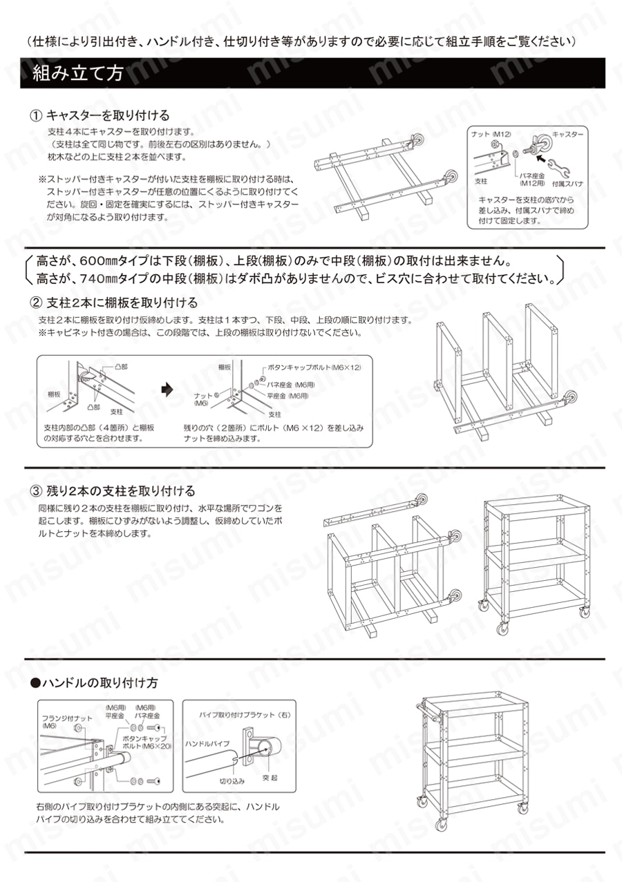 ラビットワゴン 400×350mm ゴム車輪 W色 取扱説明書-2