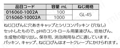 柴田科学】ねじ口びん ファーメンター用 100mL【10個】 016060-1002A-