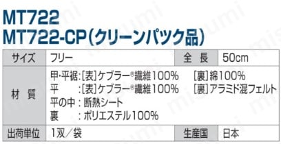 300℃対応クリーン用耐熱手袋(ロング) MT722 | アズワン | MISUMI(ミスミ)