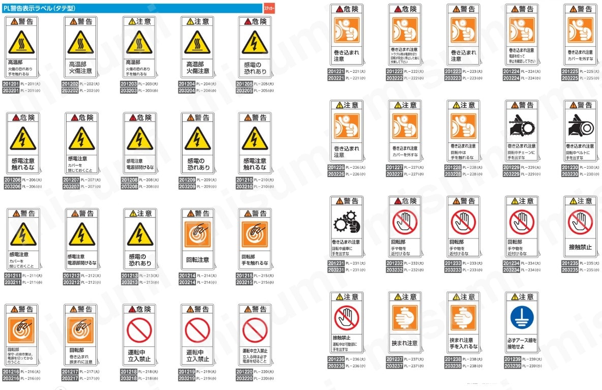 【在庫あり】 PL警告表示ラベル（タテ型） 火傷の恐れあり手を 高温部 「注意 その他