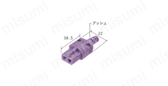 プラグの寸法図（38.5×22mm）