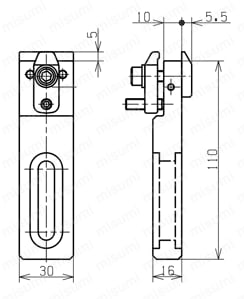 ワイヤーカット放電加工用 フィンガーホルダー（調整機能なし） 外形図2