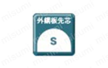 外鋼板先芯／鋼製先芯を外側に取り付けた安全靴。アルファベットは先芯性能を表示。