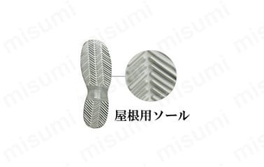 斜面でも滑りにくいソールデザイン／トビスニのソールは粉やチリの付着した屋根上や高所でも滑りにくく足元をサポート。