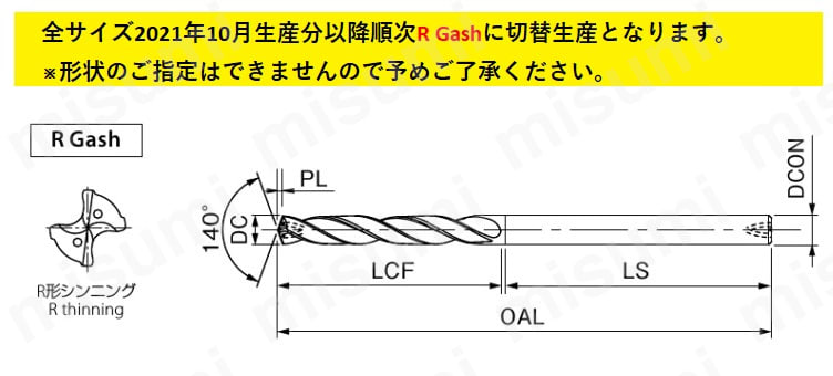 油穴付き超硬ドリル8Dタイプ ADO-8D | オーエスジー | MISUMI(ミスミ)