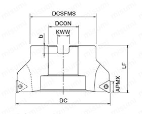 6コーナ肩削りカッタ ボアタイプ PSTW BORE 外形図3