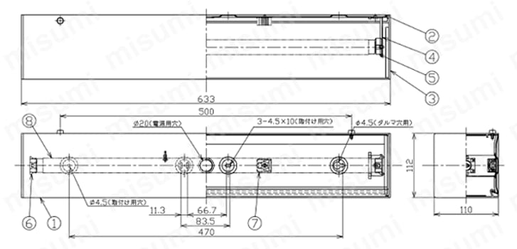 LED屋内ブラケット LEDB83105-83210 外形図3