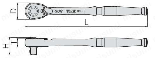 SRH4H | SUS ラチェットハンドル（ホールドタイプ） | TONE | ミスミ