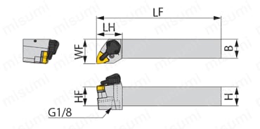 高圧クーラント対応工具 TungTurn-Jetシリーズ PWLNR/L-CHP-Eco形 外形図