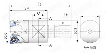 仕上げ加工用小径カッタ DoMini-Millシリーズ HFWX04-M形 外形図