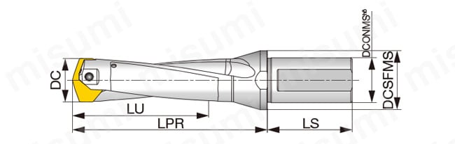 ヘッド交換式ドリル DrillForceMeister用ドリルボディ L/D=3 外形図