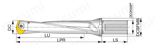 ヘッド交換式ドリル DrillForceMeister用ドリルボディ L/D=5 外形図
