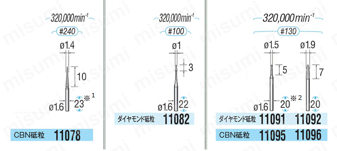 CBNバー・電着ダイヤモンドバー 規格表07