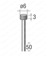 深穴用電着ダイヤモンドバー ショートトップタイプ 軸径φ3.0 外形図6