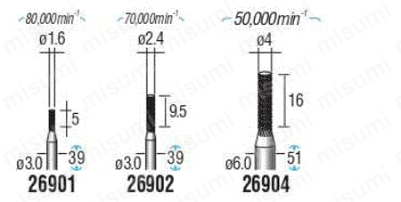 超硬ルーターカッター 軸径φ3.0、φ6.0 規格表01