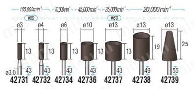 軸付砥石 カラータイプ 427タイプ外形図-1