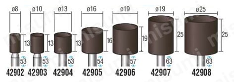 ブラウン砥石（軸付砥石） 軸径Φ6.0 外形図