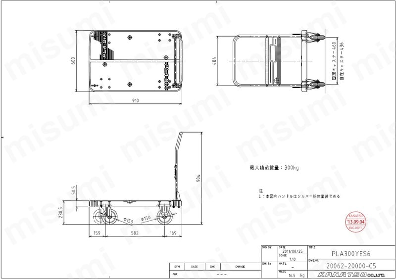 PLA150YESM2-DX | プロ静音シリーズ 均等荷重 150kg・300kg | カナツー