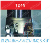 アルファ高送りラジアスミルTD4N形 シャンクタイプ TD4N使用時の切りくず