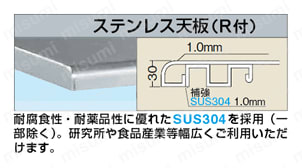 SUT3-126RC | ステンレス高さ調整作業台 R天板仕様 内容量:1台 間口