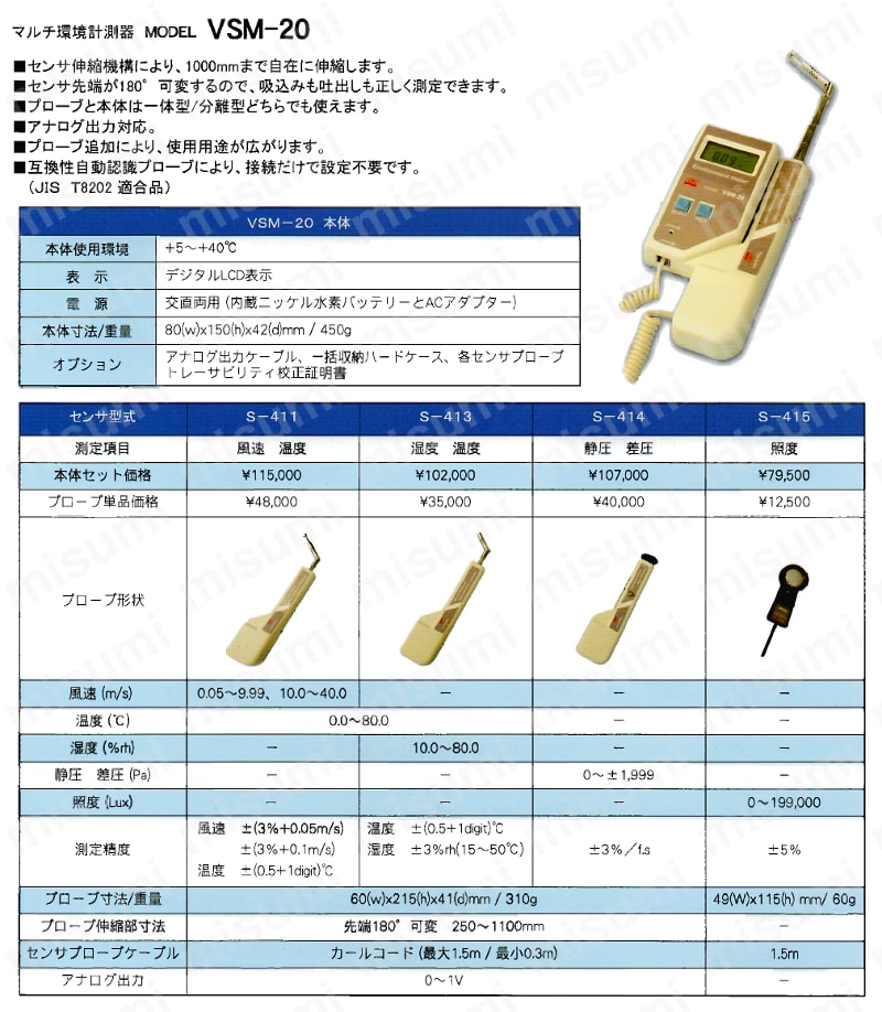 マルチ環境計測器 VSM-20 アイ電子技研 MISUMI(ミスミ)