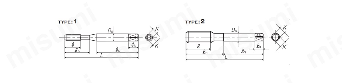 TYPE：1／TYPE：2の外形図