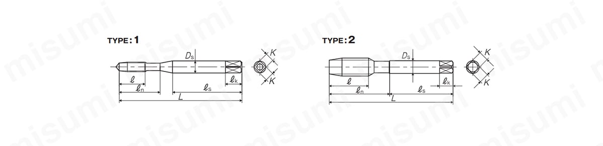 TYPE：1／TYPE：2の外形図