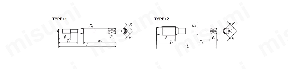 TYPE：1／TYPE：2の外形図