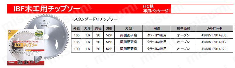 IBF 木工用チップソー両側面研磨 | バクマ工業 | MISUMI(ミスミ)