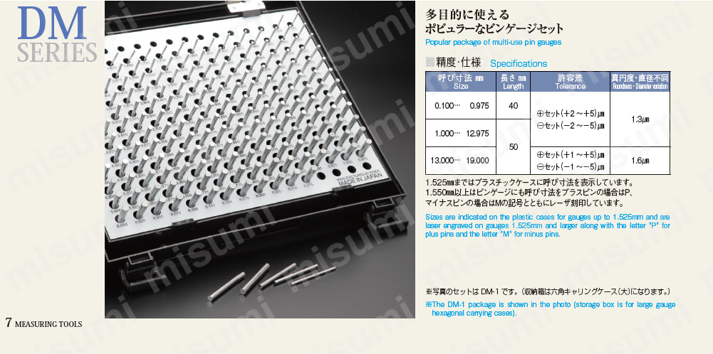 ピンゲージセット +or-公差用(0.01とび) DＭシリーズ:関連画像