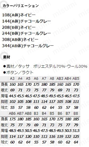 アイトス ジャケット(センターベント) 308(AB体)ネイビー AB6 111-308-AB6