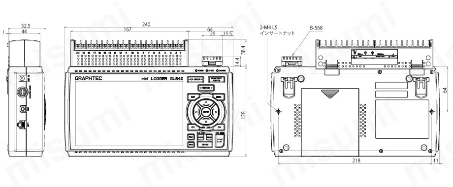 絶縁多チャネルロガー midi LOGGER GL840 外形図02