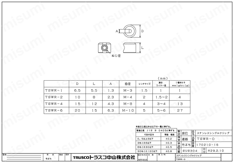 ステンレス製　ワイヤークリップSUS304　適合ワイヤー径14mm　10個入り - 3
