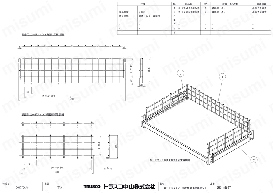 価格は安く GM3-15SET | TRUSCO ガードフェンス H150用 背面側面セット ｹｲ その他