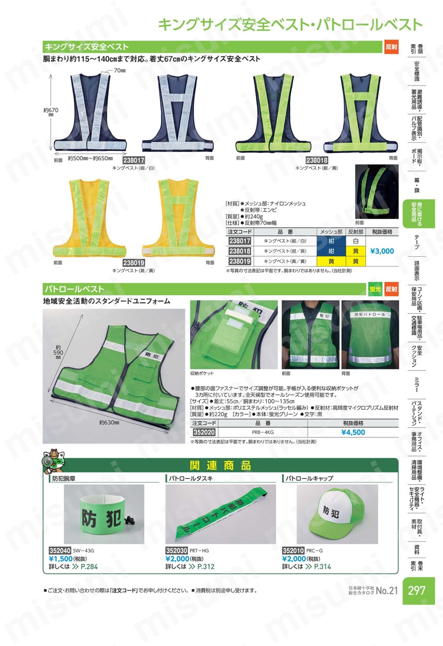 メッシュ安全ベスト(キングサイズ) 紺 黄反射 238018 緑十字 - 安全・保護用品