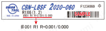 CBN-LBSF 2枚刃超仕上げ加工用 ロングネックボール ラベルサンプル